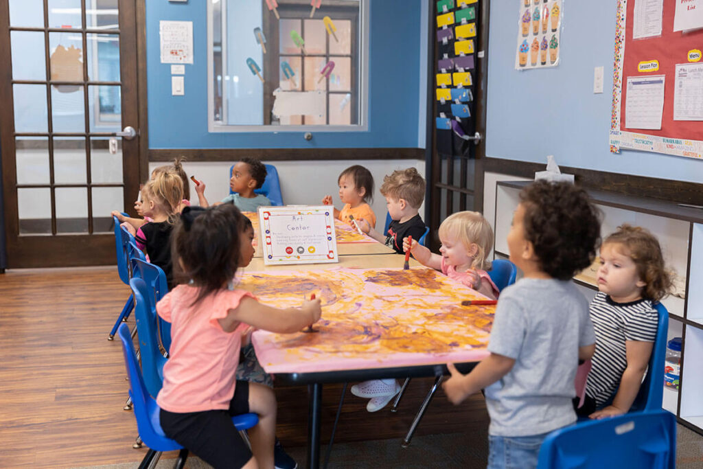 kids doing art in a learning center