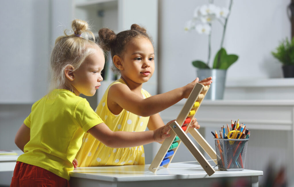 young girls painting